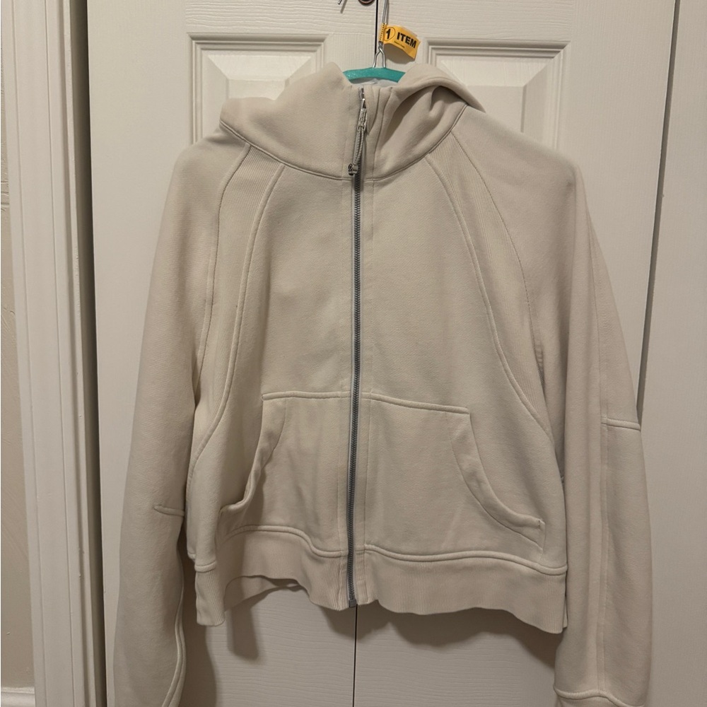 Cream Lululemon Cropped Scuba Hoodie